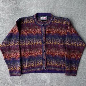 Vintage 90s the alpaca connection made in puru sun boho hippie cardigan sweater